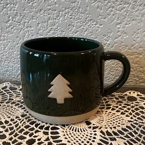 Crate&Barrel Forest Green Pine Tree 14 Ounce Stoneware Mug